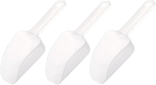 3pcs white plastic ice scoop - white,